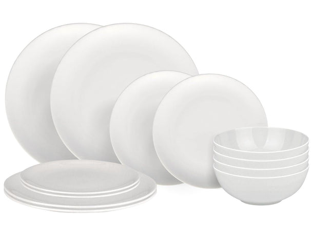 Alessi Geschirrset All-Time 12-teilig / 4 Personen - 4 Speiseteller, 4 Frühstücksteller und 4 Schalen