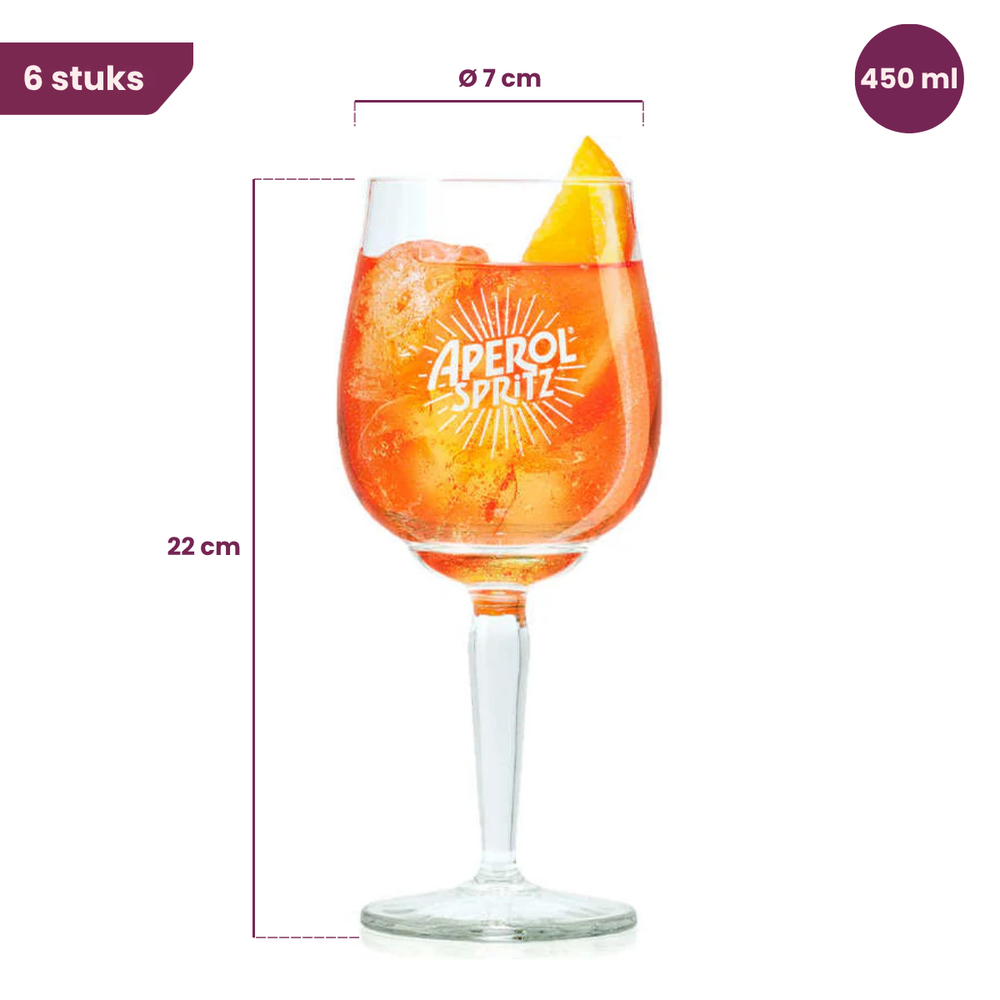 Aperol Spritz Gläser - 450 ml - Offizielles Glas - 6 Stück