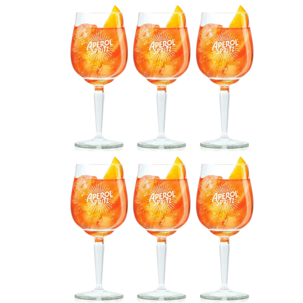 Aperol Spritz Gläser - 450 ml - Offizielles Glas - 6 Stück