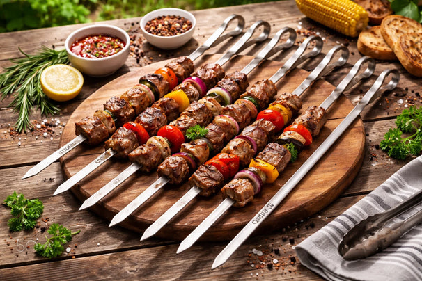 Cookinglife BBQ Spieße Fire & Flavour RVS 41 cm - Set von 8 Grillspießen