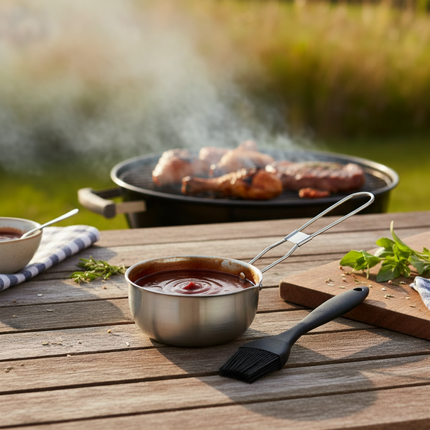 Cookinglife BBQ Topf Fire & Flavour RVS ø 11,5 cm - Inklusive schwarzer Silikonpinsel