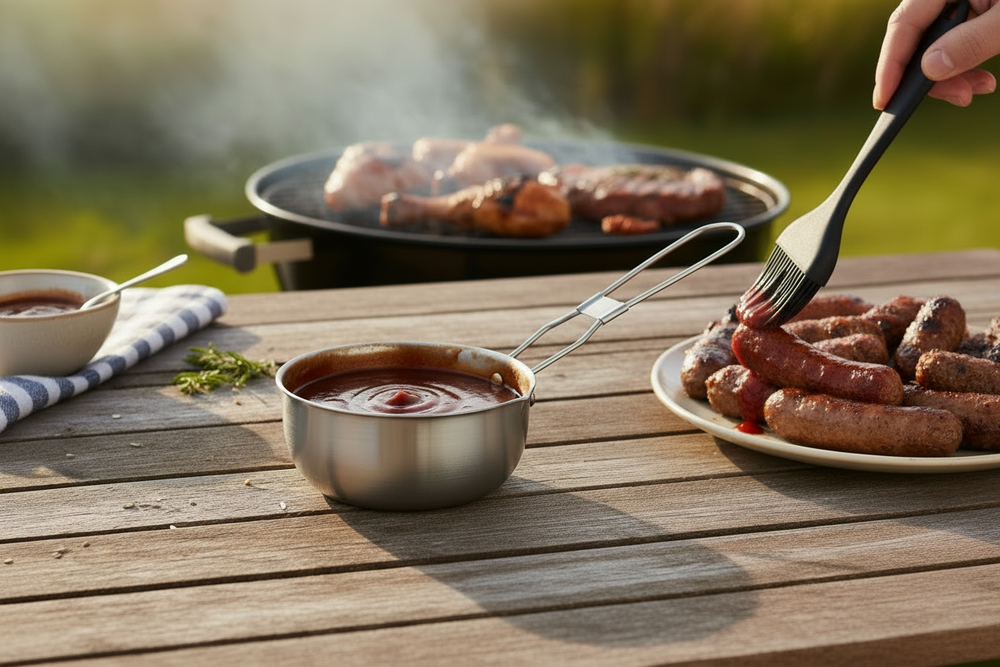 Cookinglife BBQ Topf Fire & Flavour RVS ø 11,5 cm - Inklusive schwarzer Silikonpinsel