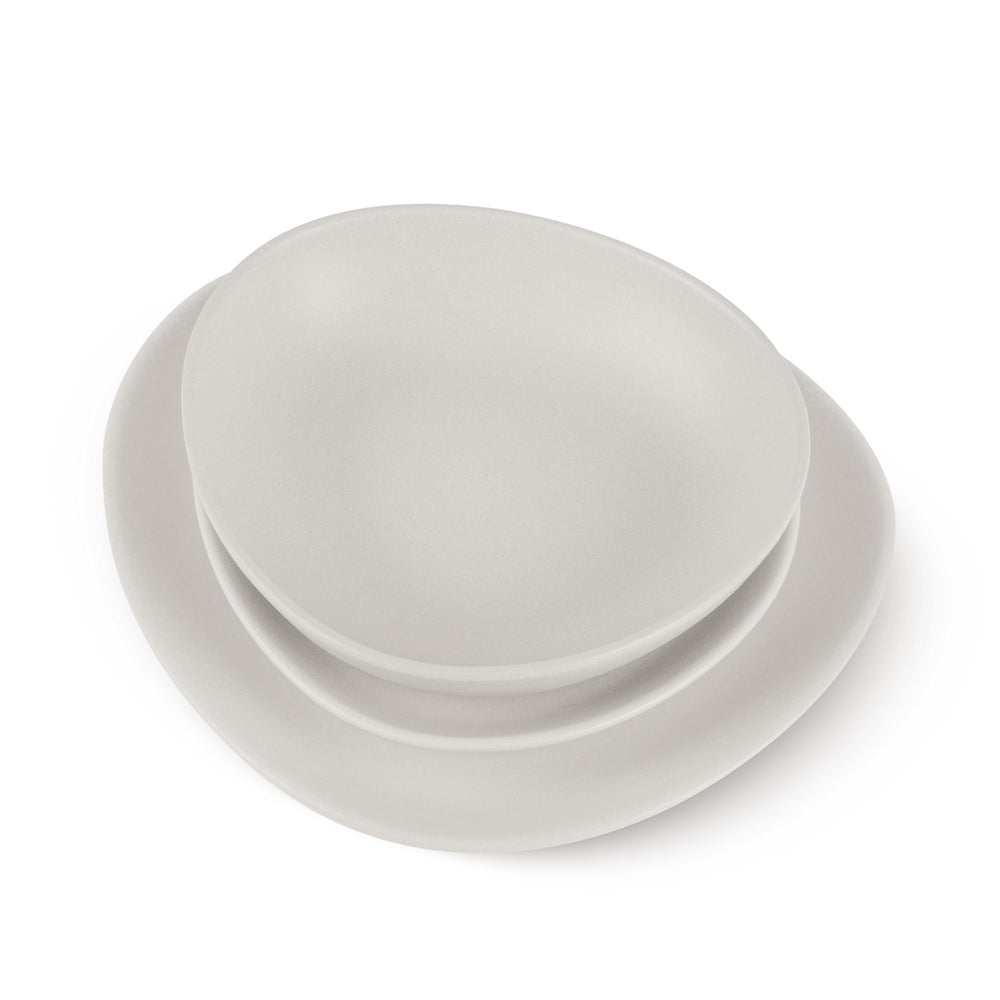 BerlingerHaus Geschirrset Matt Creme Oval - 18-teilig / 6 Personen - 6 Speiseteller, 6 Frühstücksteller und 6 Suppenteller