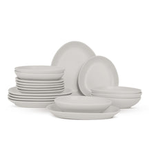 BerlingerHaus Geschirrset Matt Creme Oval - 18-teilig / 6 Personen - 6 Speiseteller, 6 Frühstücksteller und 6 Suppenteller