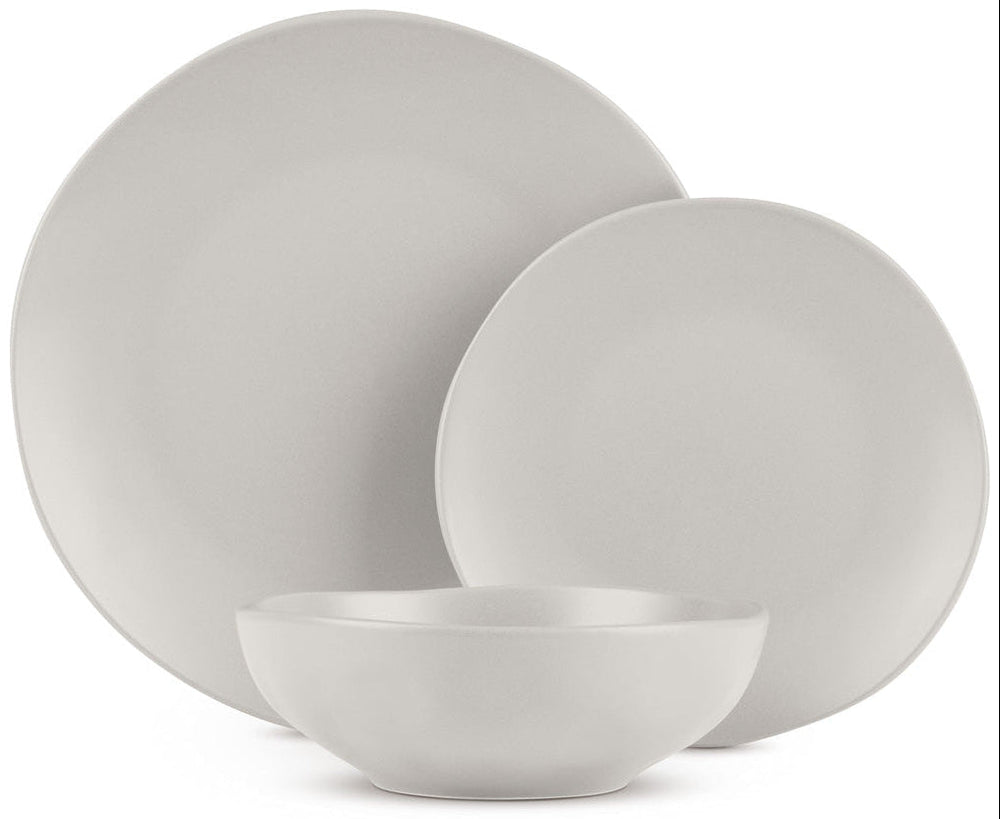 BerlingerHaus Geschirrset Matt Creme Rund - 18-teilig / 6 Personen - 6 Speiseteller, 6 Frühstücksteller und 6 Suppenteller
