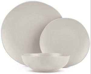 BerlingerHaus Geschirrset Matt Creme Rund - 18-teilig / 6 Personen - 6 Speiseteller, 6 Frühstücksteller und 6 Suppenteller