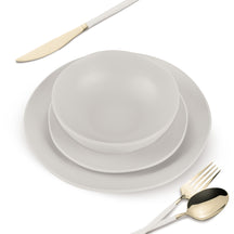 BerlingerHaus Geschirrset Matt Creme Rund - 18-teilig / 6 Personen - 6 Speiseteller, 6 Frühstücksteller und 6 Suppenteller