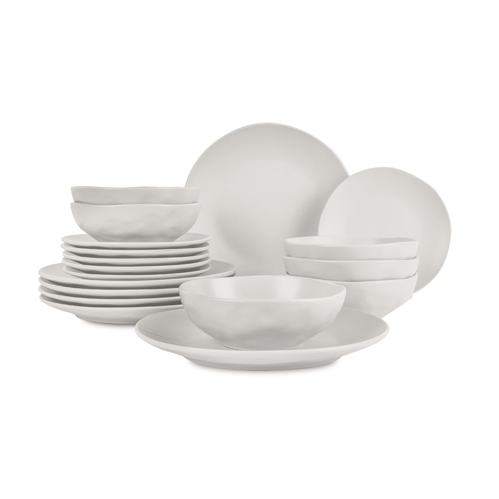 BerlingerHaus Geschirrset Matt Creme Rund - 18-teilig / 6 Personen - 6 Speiseteller, 6 Frühstücksteller und 6 Suppenteller