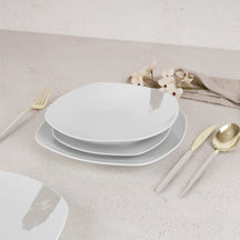 BerlingerHaus Geschirrset Weiß Creme - 18-teilig / 6 Personen - 6 Speiseteller, 6 Frühstücksteller und 6 Suppenteller