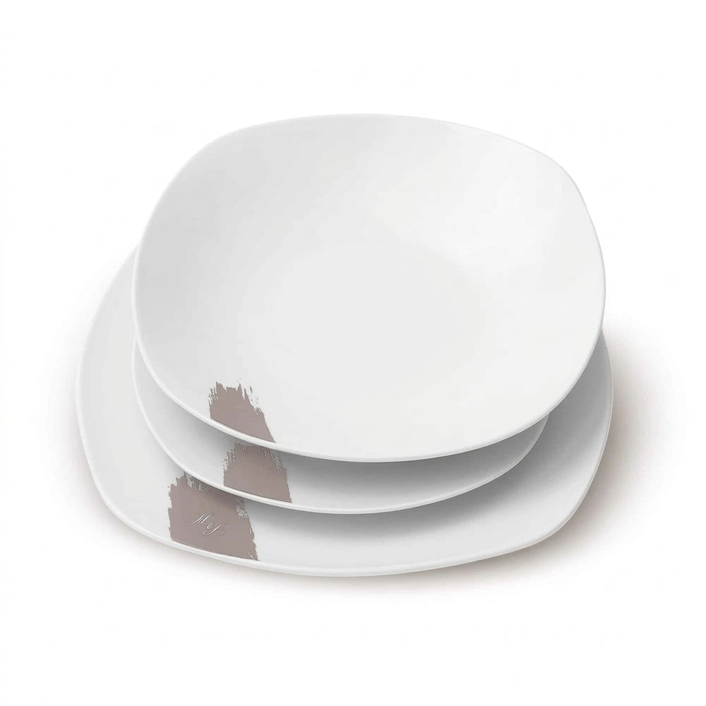 BerlingerHaus Geschirrset Taupe - 18-teilig / 6 Personen - 6 Speiseteller, 6 Frühstücksteller und 6 Suppenteller