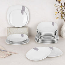 BerlingerHaus Geschirrset Taupe - 18-teilig / 6 Personen - 6 Speiseteller, 6 Frühstücksteller und 6 Suppenteller