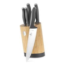 BerlingerHaus Messerblock Matt Anthrazit Rund 6-teilig - Kochmesser, Brotmesser, Santokumesser, Officemesser & Schälmesser