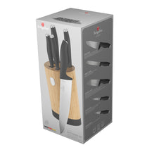 BerlingerHaus Messerblock Matt Anthrazit Rund 6-teilig - Kochmesser, Brotmesser, Santokumesser, Officemesser & Schälmesser