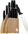 BerlingerHaus Messerblock Schwarz Roségold 10-teilig - Kochmesser, Brotmesser, Santokumesser, Officemesser, Schälmesser & 4 Steakmesser