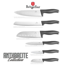 BerlingerHaus Messerset Matt Anthrazit 6-teilig - Kochmesser, Brotmesser, Santokumesser, Officemesser, Schälmesser & Mini Santokumesser