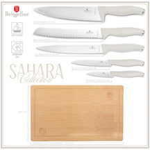 BerlingerHaus Messerset mit Schneidebrett Matt Creme 6-teilig - Kochmesser, Brotmesser, Fleischmesser, Officemesser & Schälmesser
