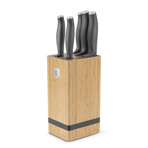 BerlingerHaus Messerblock Matt Anthrazit 6-teilig - Kochmesser, Brotmesser, Santokumesser, Officemesser & Schälmesser