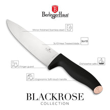 BerlingerHaus Messerblock Schwarz Roségold 6-teilig - Kochmesser, Brotmesser, Santokumesser, Officemesser & Schälmesser