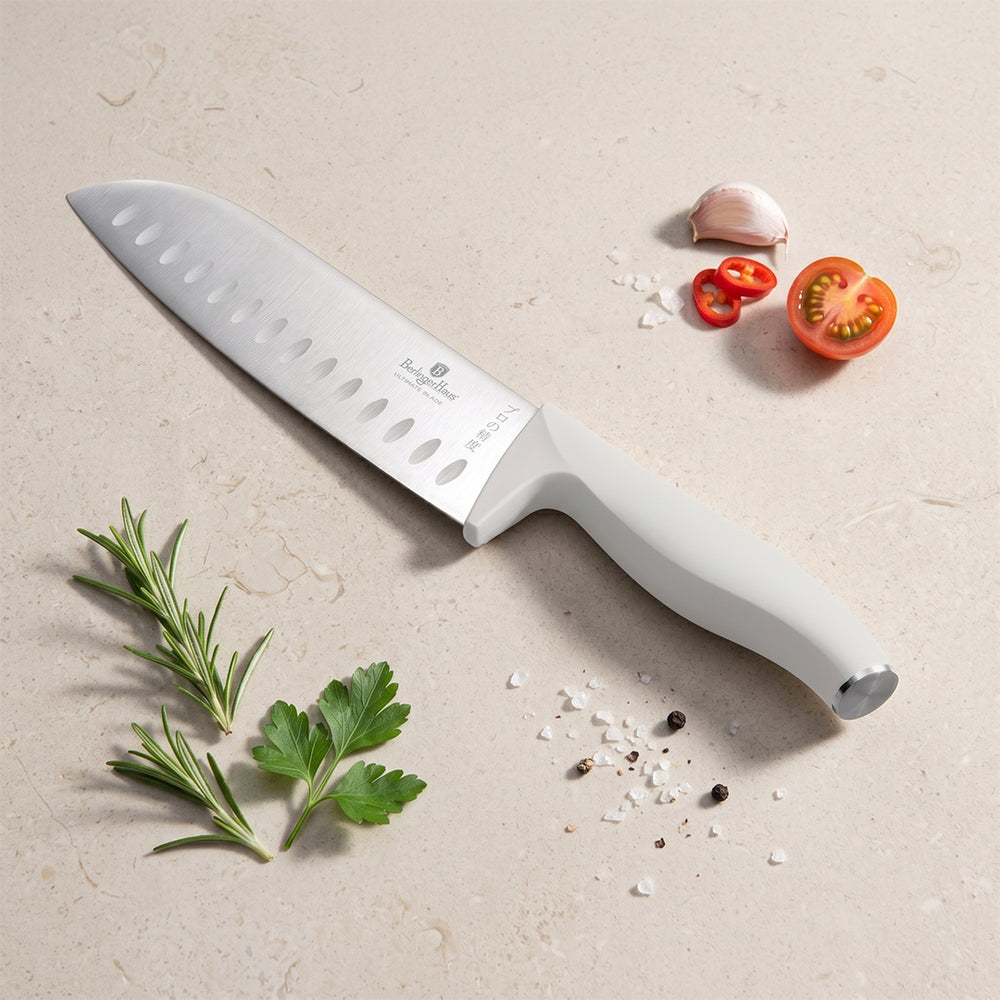 BerlingerHaus Messerblock Matt Creme 10-teilig - Kochmesser, Brotmesser, Santokumes, Officemes, Schälmesser & 4 Steakmesser