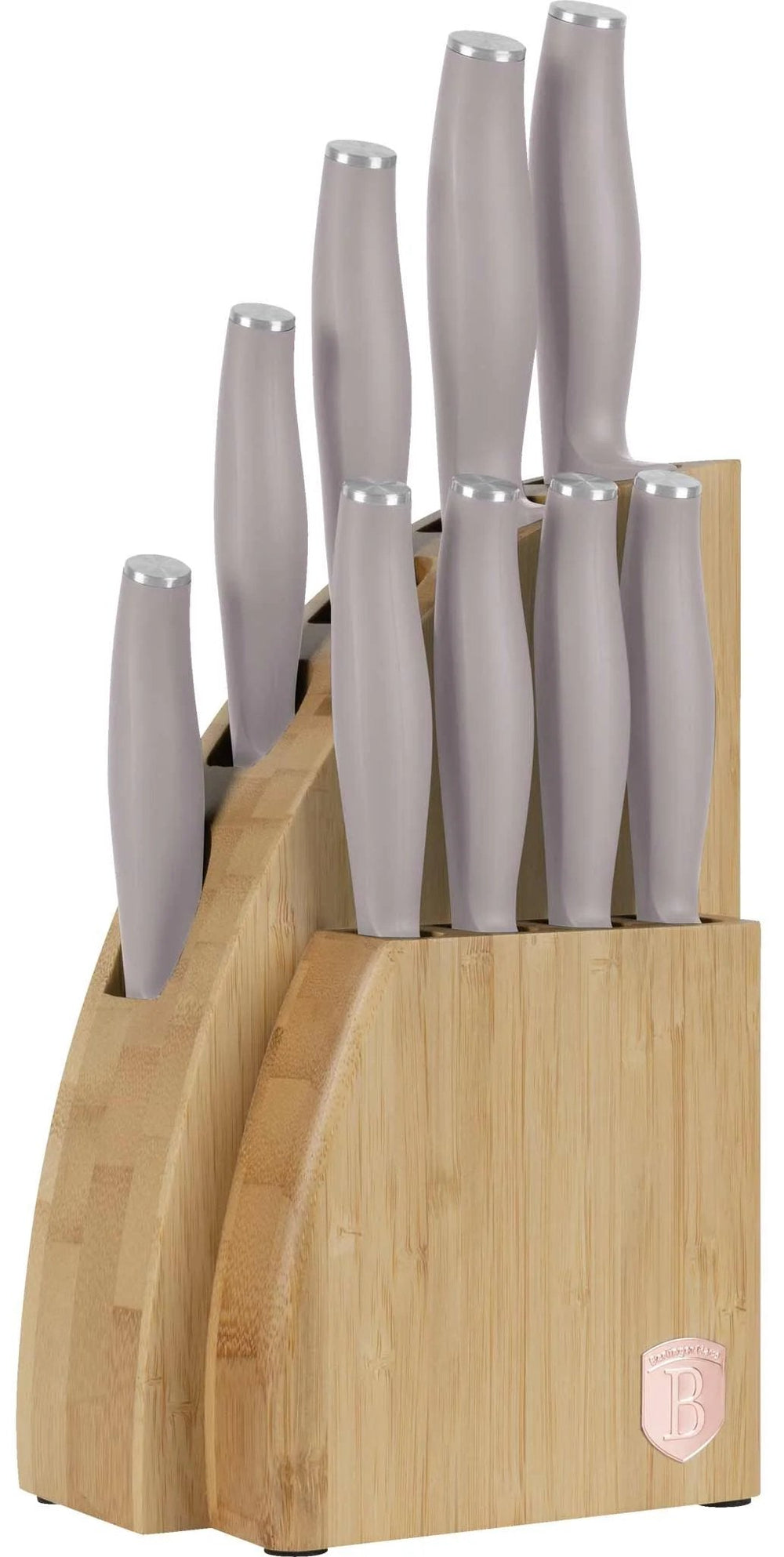 BerlingerHaus Messerblock Taupe 10-teilig - Kochmesser, Brotmesser, Santokumesser, Officemesser, Schälmesser & 4 Steakmesser