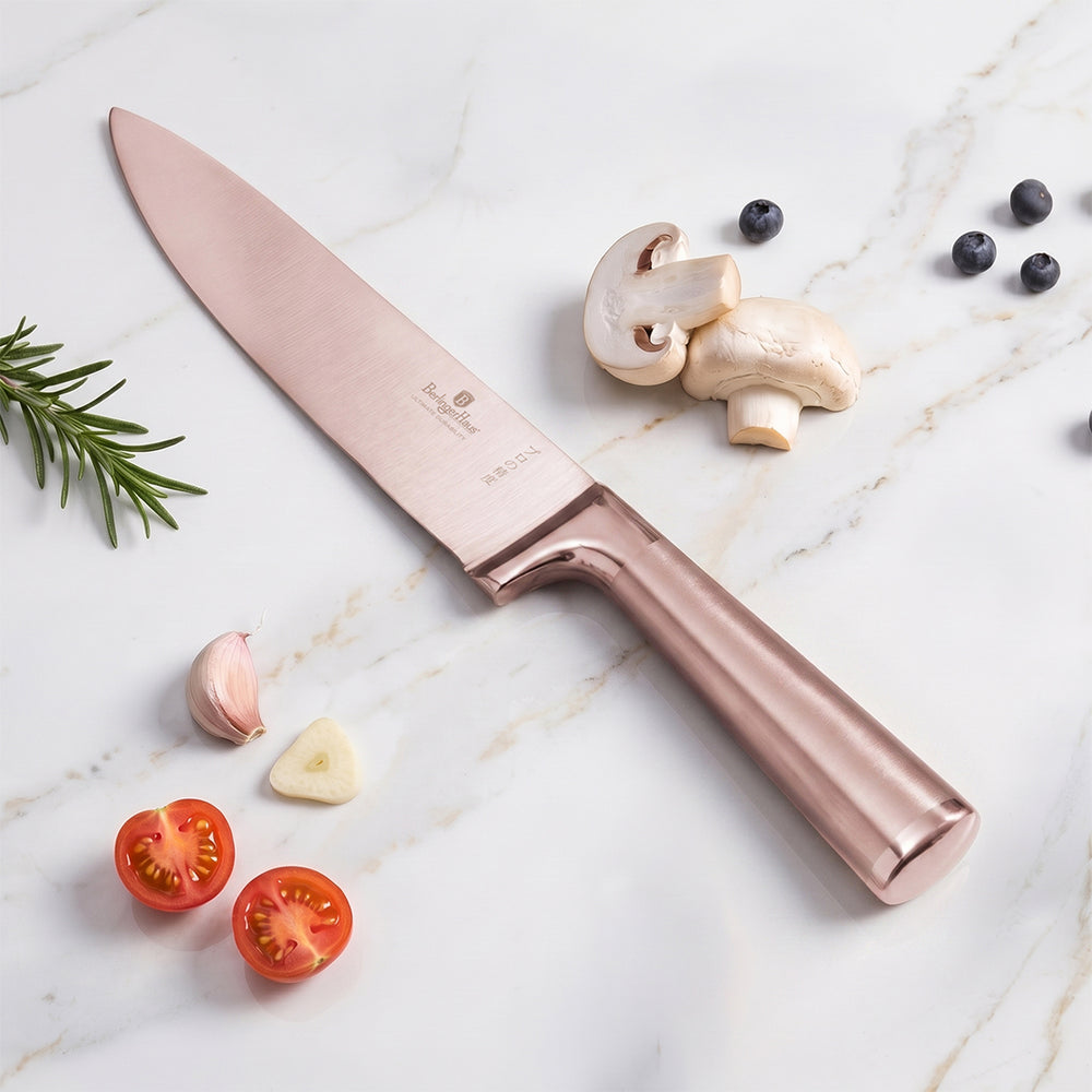 BerlingerHaus Messerblock Roségold 6-teilig - Kochmesser, Brotmesser, Santokumesser, Officemesser & Schälmesser