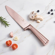 BerlingerHaus Messerblock Roségold 6-teilig - Kochmesser, Brotmesser, Santokumesser, Officemesser & Schälmesser