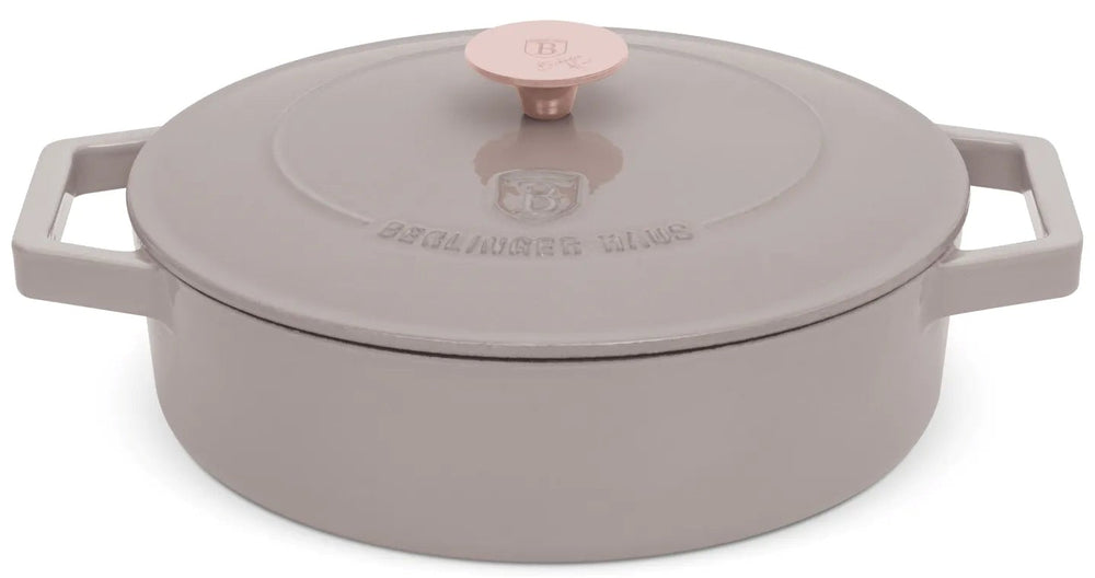 BerlingerHaus Schmorfanne / Sauteuse Taupe - Gusseisen - ø 26 cm - geeignet für alle Wärmequellen - emaillierte Antihaftbeschichtung
