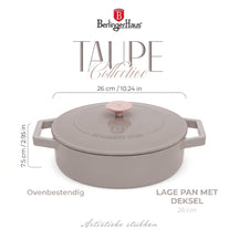 BerlingerHaus Schmorfanne / Sauteuse Taupe - Gusseisen - ø 26 cm - geeignet für alle Wärmequellen - emaillierte Antihaftbeschichtung