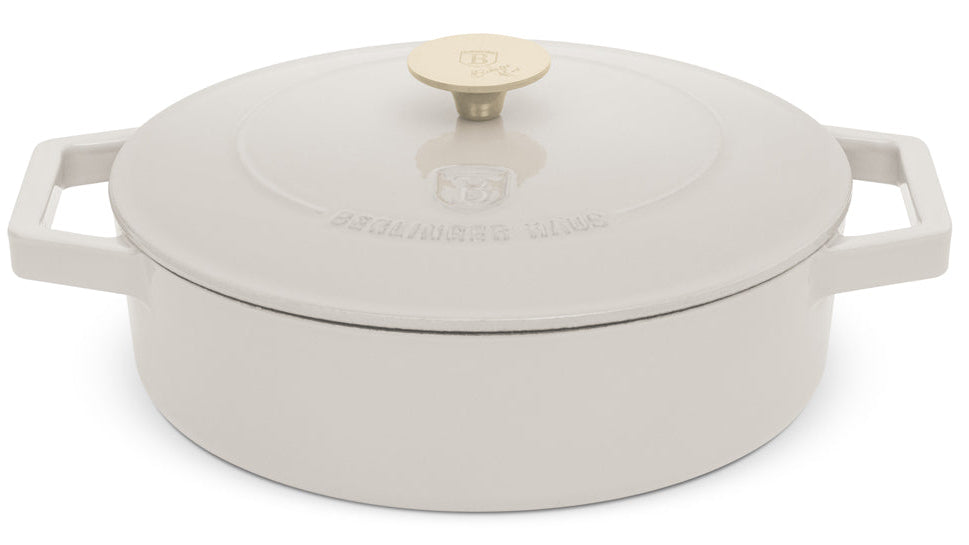 BerlingerHaus Schmorfanne / Sauteuse Matt Crème - Gusseisen - ø 26 cm - geeignet für alle Wärmequellen - emaillierte Antihaftbeschichtung
