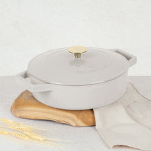 BerlingerHaus Schmorfanne / Sauteuse Matt Crème - Gusseisen - ø 26 cm - geeignet für alle Wärmequellen - emaillierte Antihaftbeschichtung