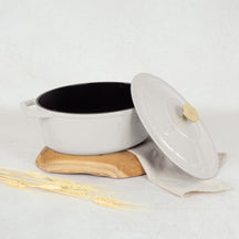 BerlingerHaus Bräter Matt Crème Oval - Gusseisen - 30 x 22 cm - geeignet für alle Wärmequellen - emaillierte Antihaftbeschichtung