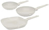 BerlingerHaus Bratpfannenset Matt Creme 3-Teilig - Bratpfanne ø 20 & 24 cm, Grillpfanne 28 cm - Geeignet für alle Wärmequellen