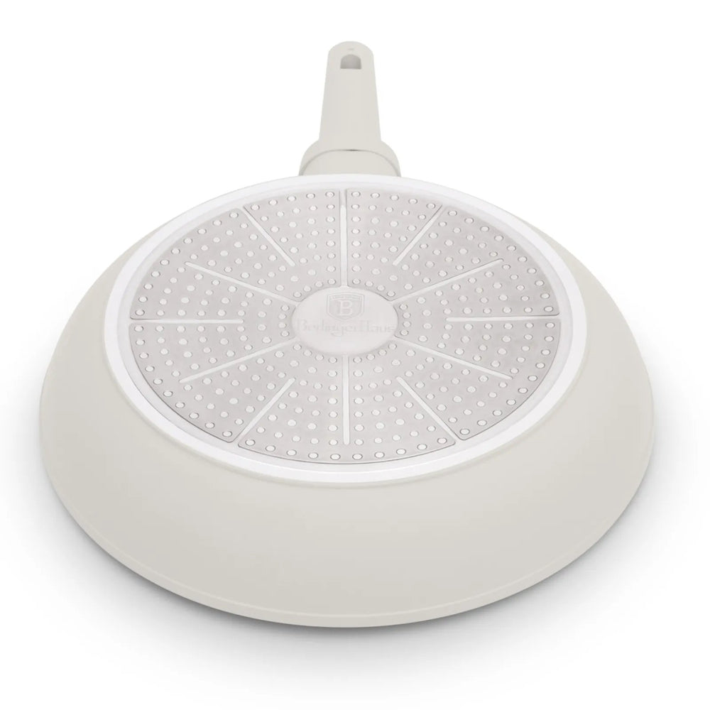 BerlingerHaus Bratpfannenset Matt Creme 3-Teilig - Bratpfanne ø 20 & 24 cm, Grillpfanne 28 cm - Geeignet für alle Wärmequellen