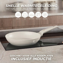 BerlingerHaus Bratpfannenset Matt Creme 3-Teilig - Bratpfanne ø 20 & 24 cm, Grillpfanne 28 cm - Geeignet für alle Wärmequellen