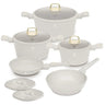 BerlingerHaus Topfset Matt Creme 7-Teilig - Kochtopf ø 20, 24, 28 cm & Bratpfanne ø 20, 24 cm - geeignet für alle Wärmequellen