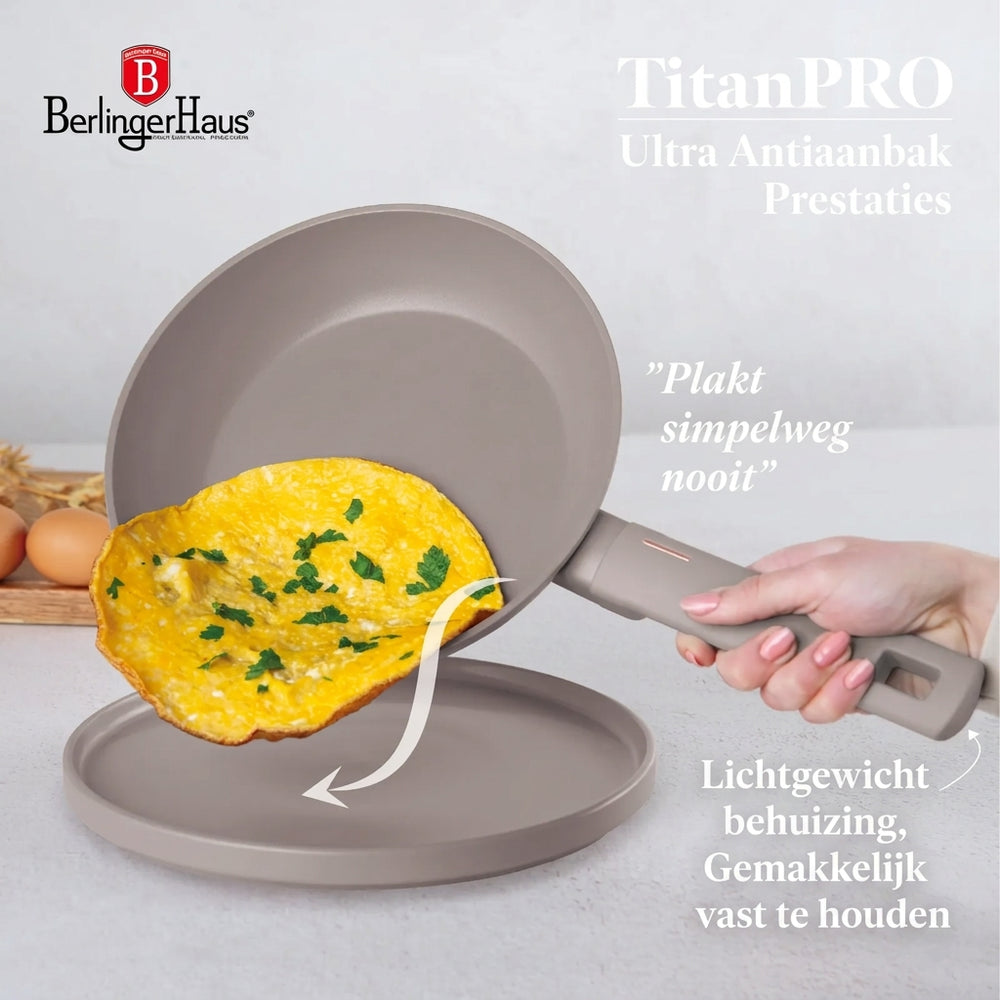 BerlingerHaus Topfset Taupe 11-Teilig - Kochtöpfe ø 20, 24, 28 cm, Bratpfanne ø 24, 28 cm & Stielkasserolle ø 16 cm - geeignet für alle Wärmequellen
