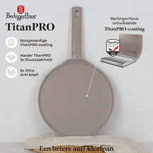 BerlingerHaus Pfannkuchenpfanne Taupe ø 28 cm - geeignet für alle Wärmequellen - Standard Antihaftbeschichtung