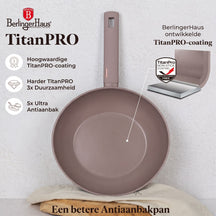 BerlingerHaus Wokpfanne Taupe ø 28 cm - geeignet für alle Wärmequellen - Standard Antihaftbeschichtung