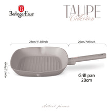 BerlingerHaus Grillpfanne Matt Taupe 28 x 28 cm - geeignet für alle Wärmequellen - Standard Antihaftbeschichtung