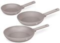 BerlingerHaus Bratpfannenset Taupe 3-Teilig - ø 20, 24 & 28 cm - geeignet für alle Wärmequellen - Standard Antihaftbeschichtung
