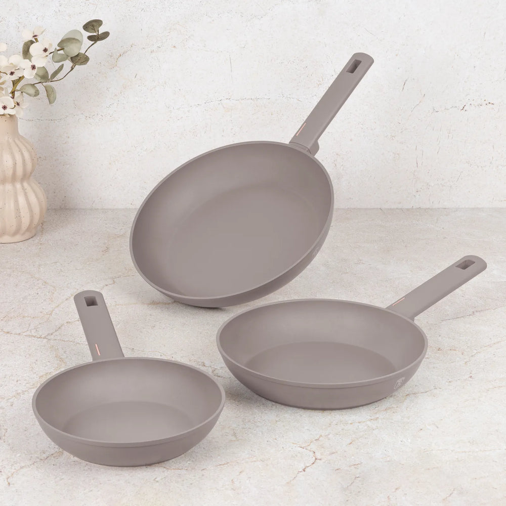 BerlingerHaus Bratpfannenset Taupe 3-Teilig - ø 20, 24 & 28 cm - geeignet für alle Wärmequellen - Standard Antihaftbeschichtung