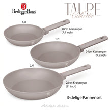 BerlingerHaus Bratpfannenset Taupe 3-Teilig - ø 20, 24 & 28 cm - geeignet für alle Wärmequellen - Standard Antihaftbeschichtung