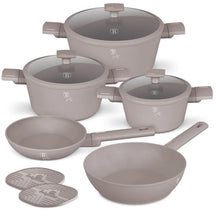 BerlingerHaus Topfset Taupe 7-Teilig - Kochtopf ø 20, 24, 28 cm & Bratpfanne ø 20, 24 cm - geeignet für alle Wärmequellen