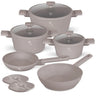 BerlingerHaus Topfset Taupe 7-Teilig - Kochtopf ø 20, 24, 28 cm & Bratpfanne ø 20, 24 cm - geeignet für alle Wärmequellen