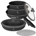 BerlingerHaus Topfset Click-it Matt Anthrazit 6-teilig - Kochtopf ø 16 & 20 cm, Bratpfanne ø 20 & 24 cm - geeignet für alle Wärmequellen