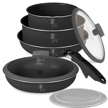 BerlingerHaus Topfset Click-it Matt Anthrazit 6-teilig - Kochtopf ø 16 & 20 cm, Bratpfanne ø 20 & 24 cm - geeignet für alle Wärmequellen