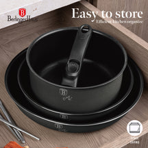BerlingerHaus Topfset Click-it Matt Anthrazit 6-teilig - Kochtopf ø 16 & 20 cm, Bratpfanne ø 20 & 24 cm - geeignet für alle Wärmequellen