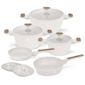 BerlingerHaus Topfset Nordic Mat Crème 7-Teilig - Kochtopf ø 20, 24, 28 cm & Bratpfanne ø 20, 24 cm - geeignet für alle Wärmequellen