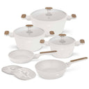 BerlingerHaus Topfset Nordic Mat Crème 7-Teilig - Kochtopf ø 20, 24, 28 cm & Bratpfanne ø 20, 24 cm - geeignet für alle Wärmequellen