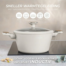 BerlingerHaus Topfset Nordic Mat Crème 7-Teilig - Kochtopf ø 20, 24, 28 cm & Bratpfanne ø 20, 24 cm - geeignet für alle Wärmequellen